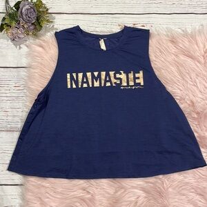 Spiritual Gangster Namaste Rose Gold Navy cropped